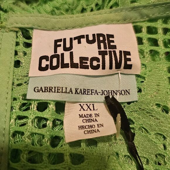 FUTURE COLLECTIVE Green Lace Peplum Crop Blouse - Size XXL - Picture 7 of 8